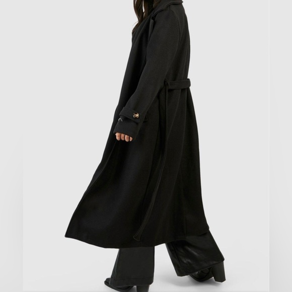 NWT Petite Belted Wool Look Trench Coat - Picture 4 of 9